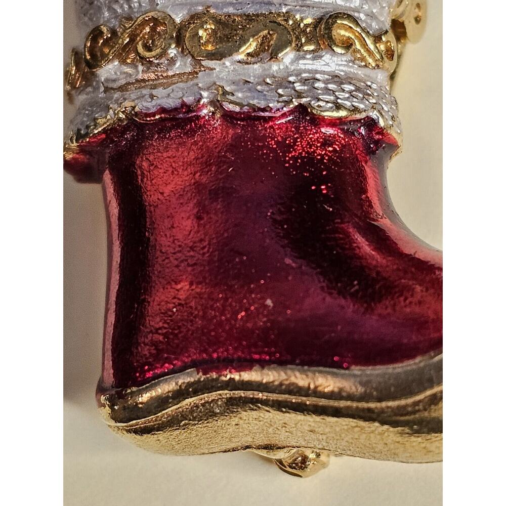 Vintage Mylu Pave Red, Gold & White Enamel Santa … - image 4